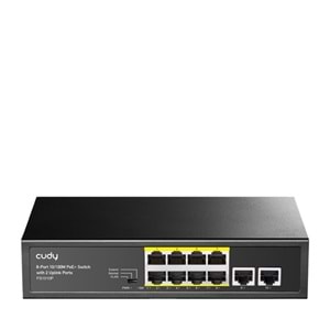 CUDY 8port 80w FULL PoE FS1010P 10/100 2x UPLINK Yönetilemez Switch