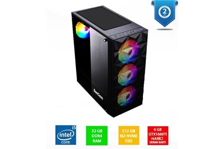SUNCOM SG1-107 CORE i5 11400F-32GB RAM-512GB SSD-6GB GTX1660Ti-FDOS GAMING PC