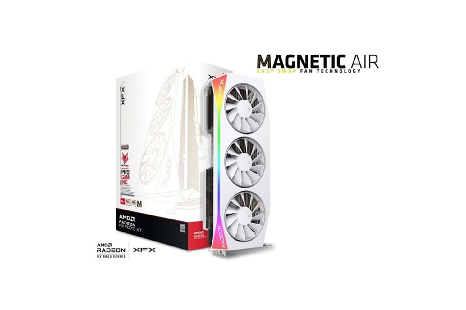 XFX 16GB RX9070XT MAGNETIC AIR OC WHITE RX-97TMARGW9 GDDR6 256Bit RGB PCIE 5.0 BEYAZ