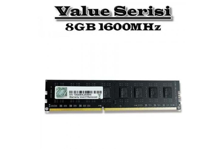 GSKILL 8B DDR3 1600MHZ CL11 PC RAM VALUE F3-1600C11S-8GNT