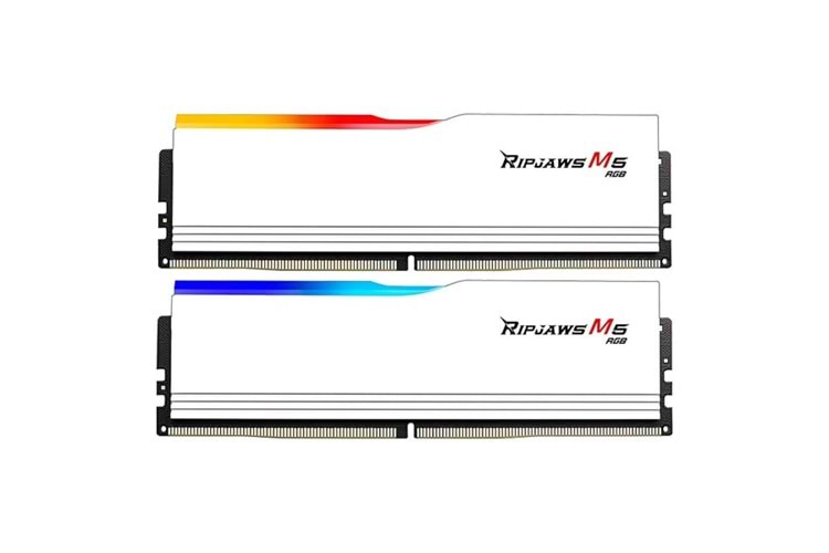 GSKILL 32GB (2X 16GB) DDR5 6000Mhz CL36 RGB DUAL KIT PC RAM RIPJAWS M5 F5-6000J3636F16GX2-RM5RW BEYAZ