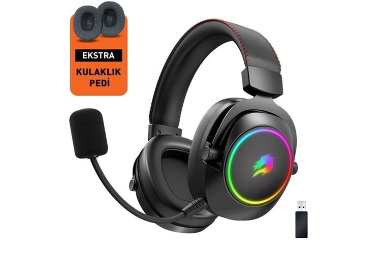 GAMEBOOSTER WBH44 RGB Kablosuz 2.4G+BT Siyah Oyuncu Kulaklığı