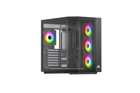 POWERBOOST 750W 80+ BRONZE Seaview PBA4375B Gaming Mid-Tower PC Kasası Siyah