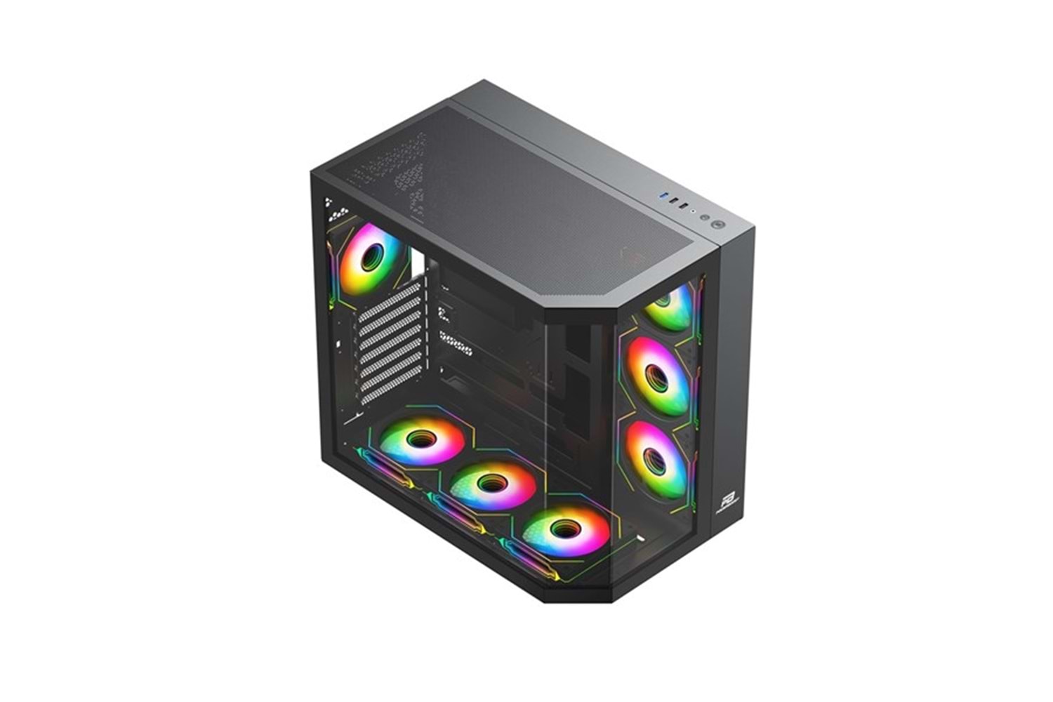 POWERBOOST 750W 80+ BRONZE Seaview PBA4375B Gaming Mid-Tower PC Kasası Siyah