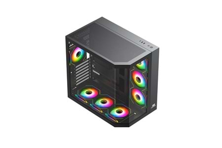 POWERBOOST 750W 80+ BRONZE Seaview PBA4375B Gaming Mid-Tower PC Kasası Siyah