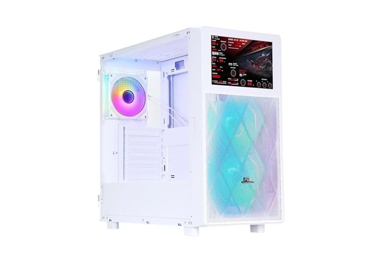 POWERBOOST PB-P4367BW 3-RGB FANLI LCD EKRANLI GAMING MID-TOWER PC KASASI BEYAZ