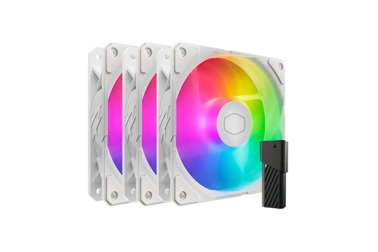 COOLERMASTER SICKLE FLOW MFX-B2DW-253P2-R2 ARGB 3-lü KASA FANI-KONTROL ÜNİTESİ BEYAZ