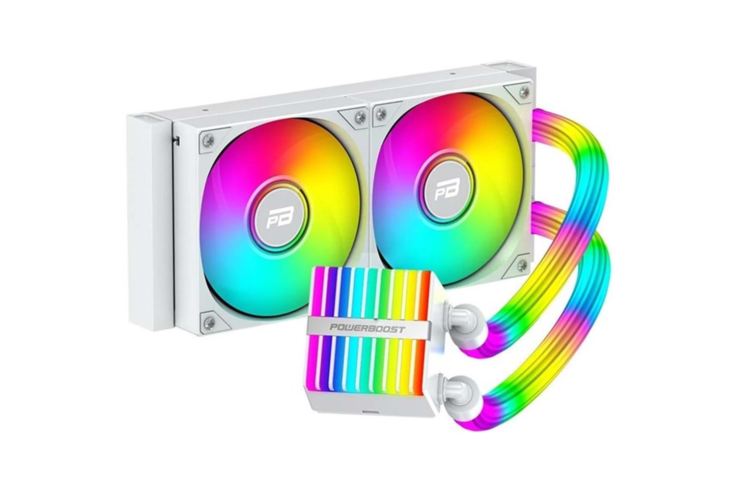 POWERBOOST 240MM LEGEND 240W PB-LCS-YS240-W ARGB AM5-1851P SIVI SOĞUTMALI İŞLEMCİ FANI BEYAZ