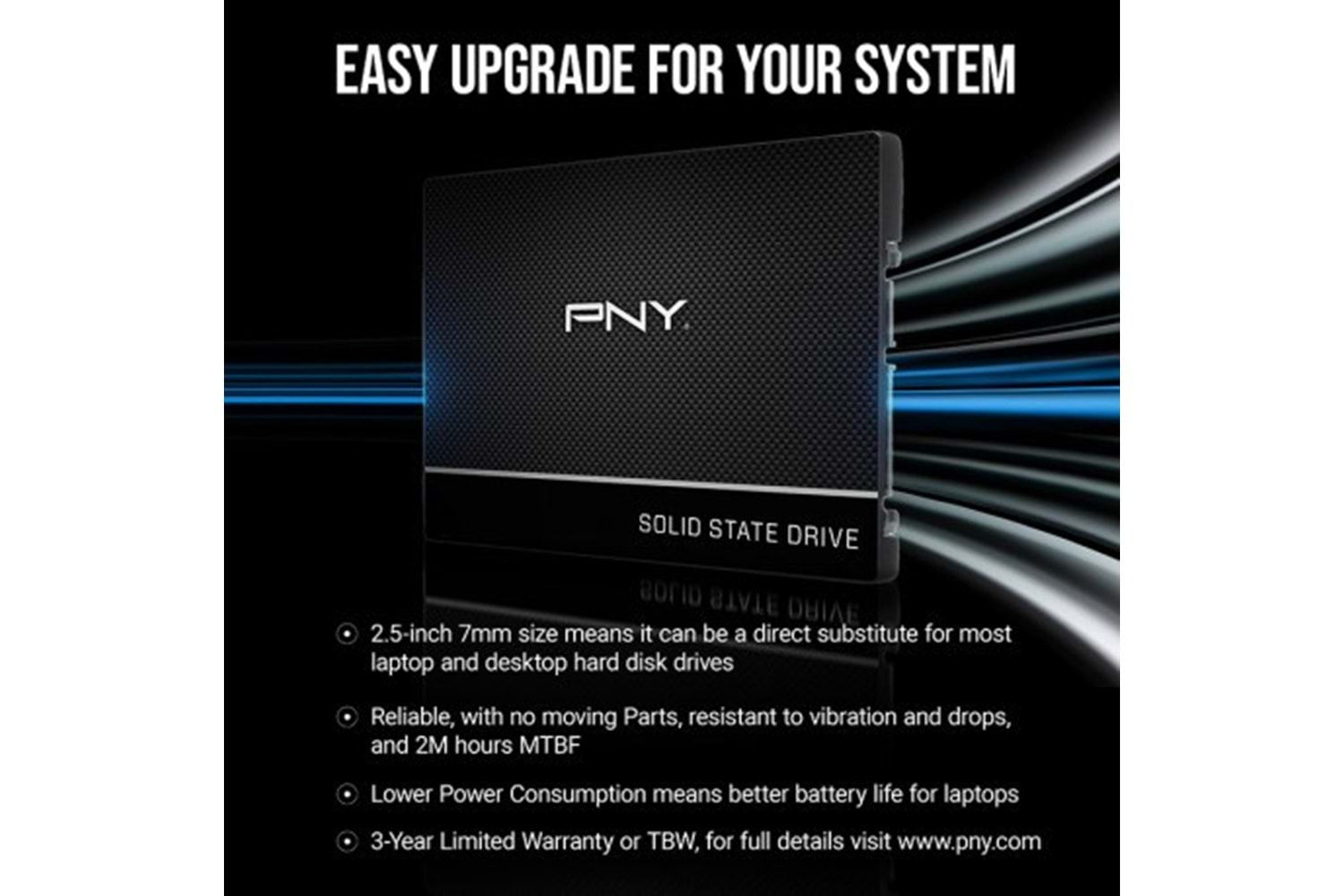 PNY 250GB CS900 SSD7CS900-250-RB 535-500MB/s SSD SATA-3 DİSK