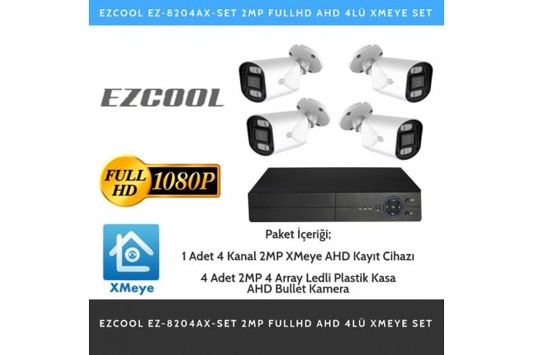 EZCOOL EZ-8204AX-SET 2MP FULLHD AHD 4LÜ XMEYE SET