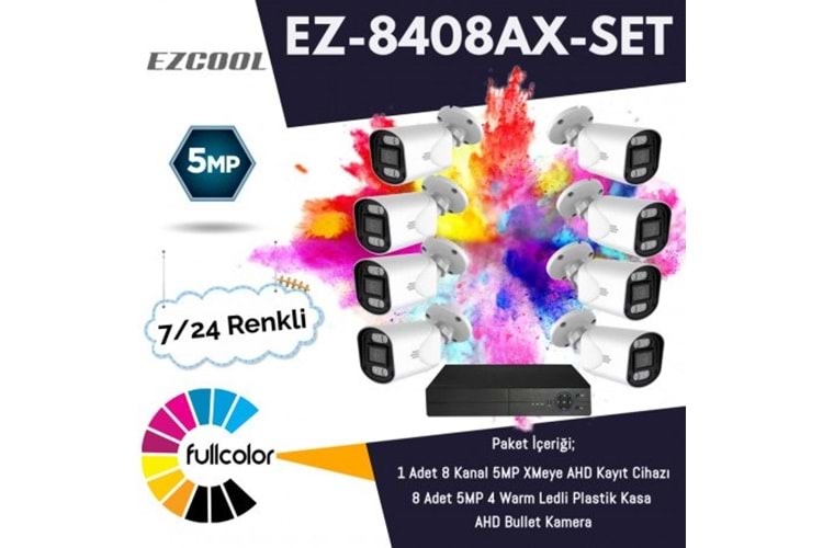 EZCOOL 5MP EZ-8408AX-SET FULLCOLOR AHD KAMERA 8-li paket