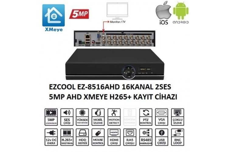 EZCOOL 16kanal EZ-8516AHD 5MP ANALOG KAYIT CİHAZI