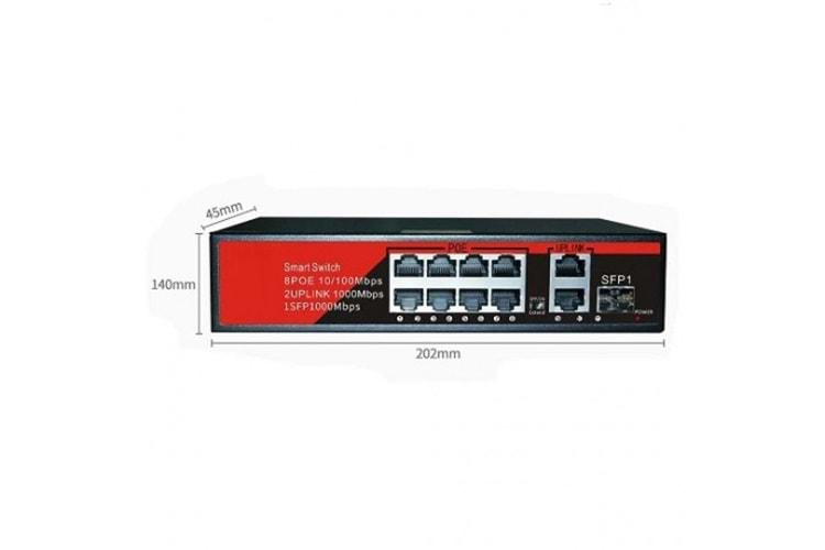 EZCOOL 8port EZ-08PSF-SFP GIGABIT 1-SFP 2-UPLINK 120W POE YÖNETİLEMEZ SWITCH