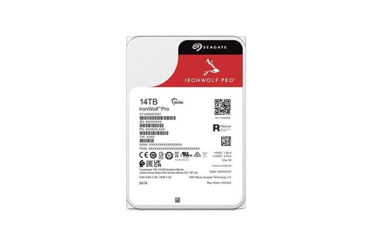 SEAGATE 14TB IRONWOLF PRO ST14000NT001 256MB 7200RPM NAS DİSKİ