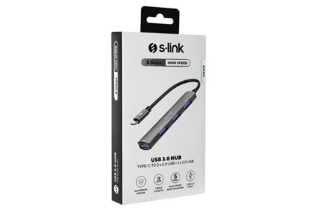 S-LINK SW-U324 3*USB2.0, 1*USB3.0 TYPE-C METAL USB HUB ÇOKLAYICI 