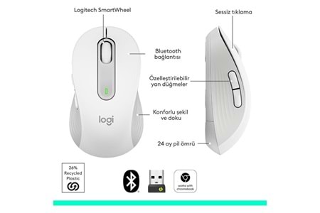 LOGITECH SIGNATURE M650 910-006238 KABLOSUZ MOUSE BEYAZ