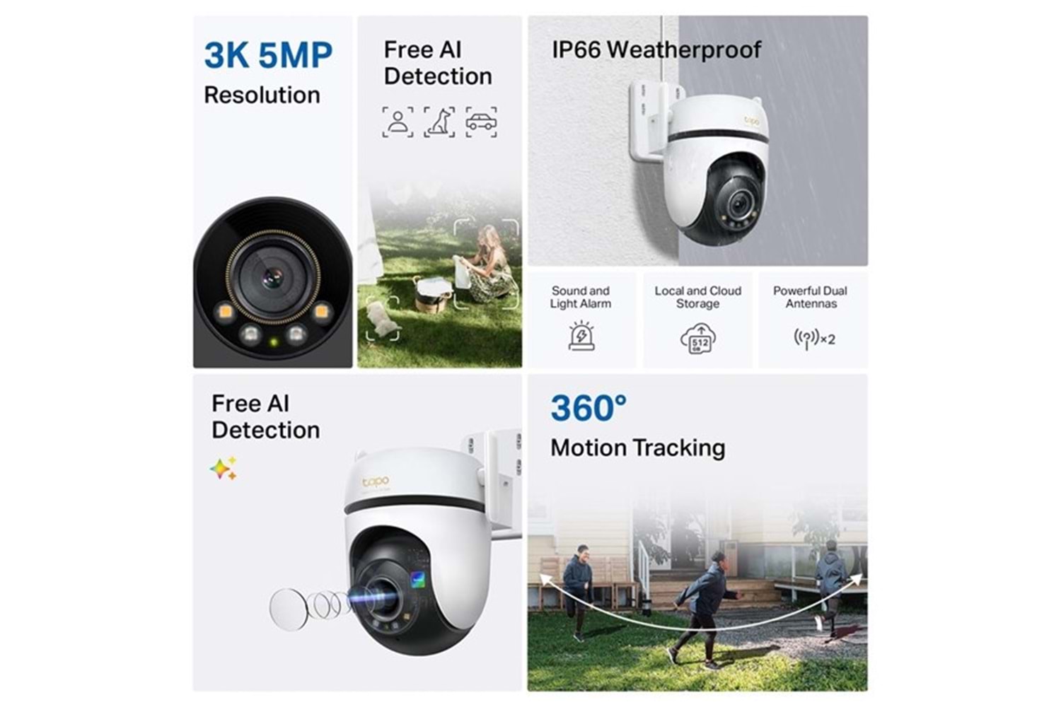 TP-LINK 5MP Tapo C530WS Dış Mekan Pan/Tilt Güvenlik Wi-Fi Kamera