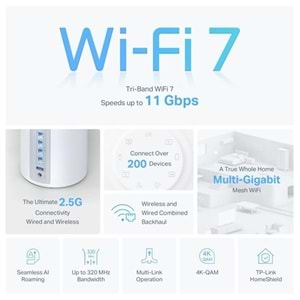 TP-LINK DECO BE65 BE11000 Tüm Evde Mesh Wi-Fi 7 Sistemi