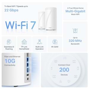 TP-LINK DECO BE85 BE19000 Wifi7 Üç Bantlı Tüm Ev İçin Mesh Router