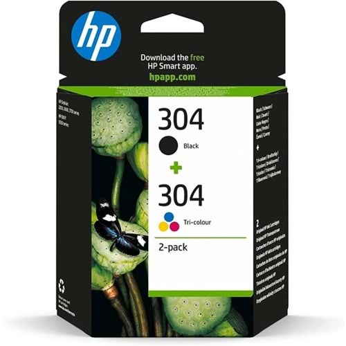 Hp 3Jb05ae (304) Sıyah/Uc Renklı 2Lı Paket Murekkep Kartusu