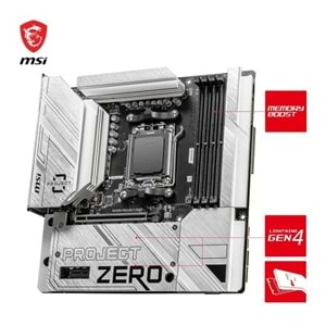 MSI B650M PROJECT ZERO WIFI-6E DDR5 HDMI-DP PCIE 4.0 AM5 mATX