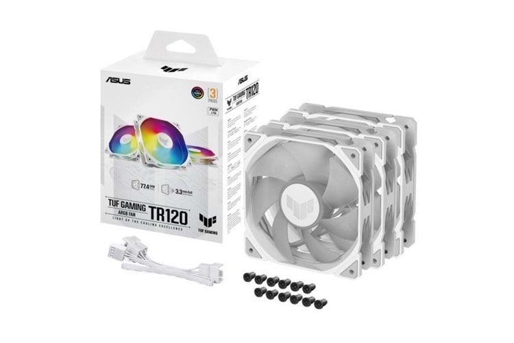 ASUS TUF TR120 ARGB 120mm Beyaz Kasa Fanı 3-lü paket