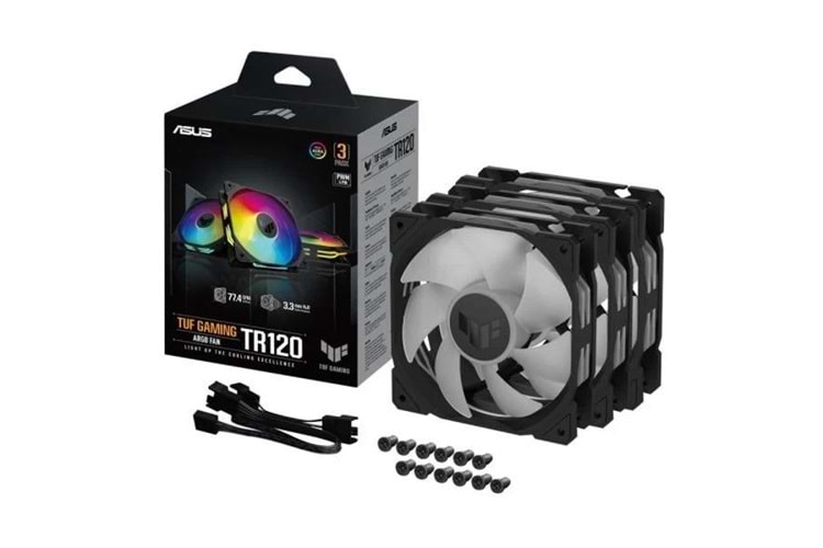 ASUS TUF TR120 ARGB 120mm Siyah Kasa Fanı 3-lü paket