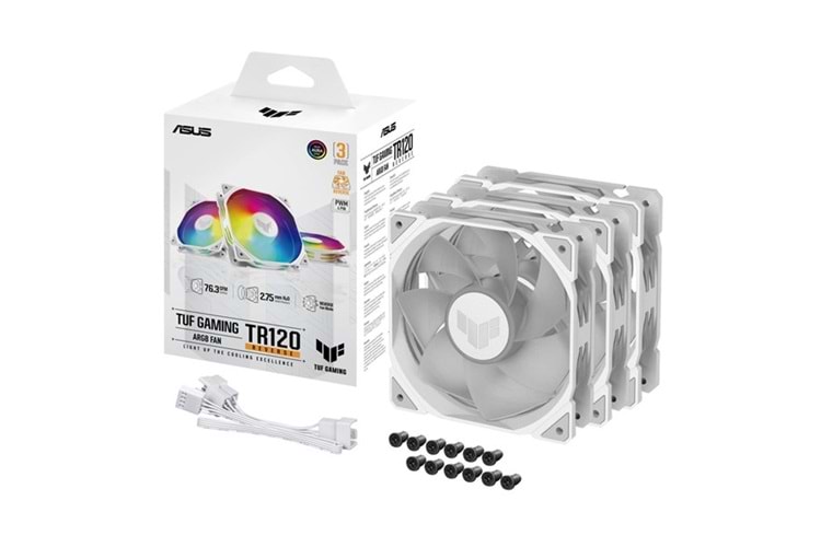 ASUS TUF TR120 Reverse ARGB 120mm Beyaz Kasa Fanı 3-lü paket