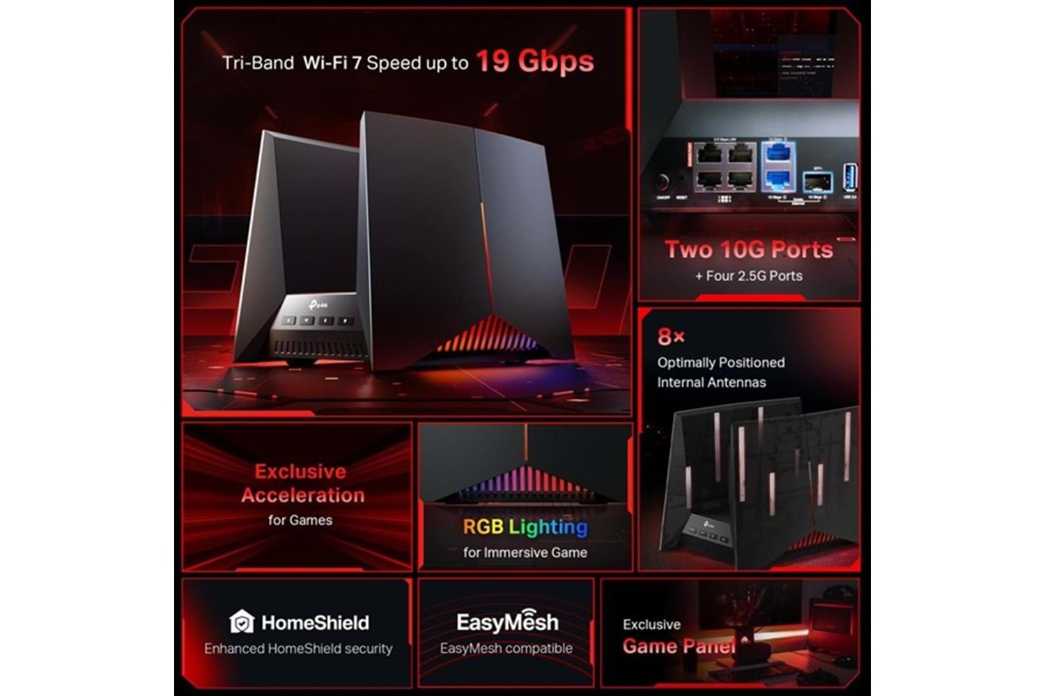 TP-LINK ARCHER GE800 BE19000 WIFI7 GAMING ROUTER