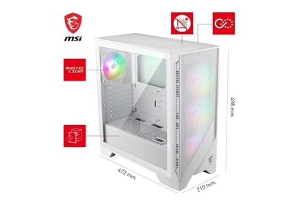 MSI MAG FORCE 320R AIRFLOW WHITE GAMING MID-TOWER PC KASASI BEYAZ