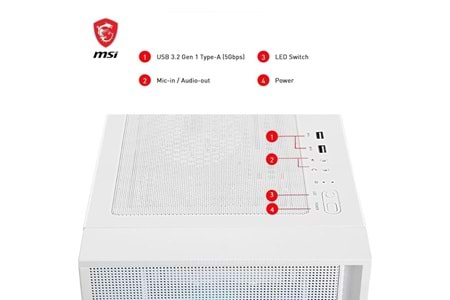 MSI MAG FORCE 320R AIRFLOW WHITE GAMING MID-TOWER PC KASASI BEYAZ