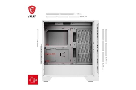 MSI MAG FORCE 320R AIRFLOW WHITE GAMING MID-TOWER PC KASASI BEYAZ