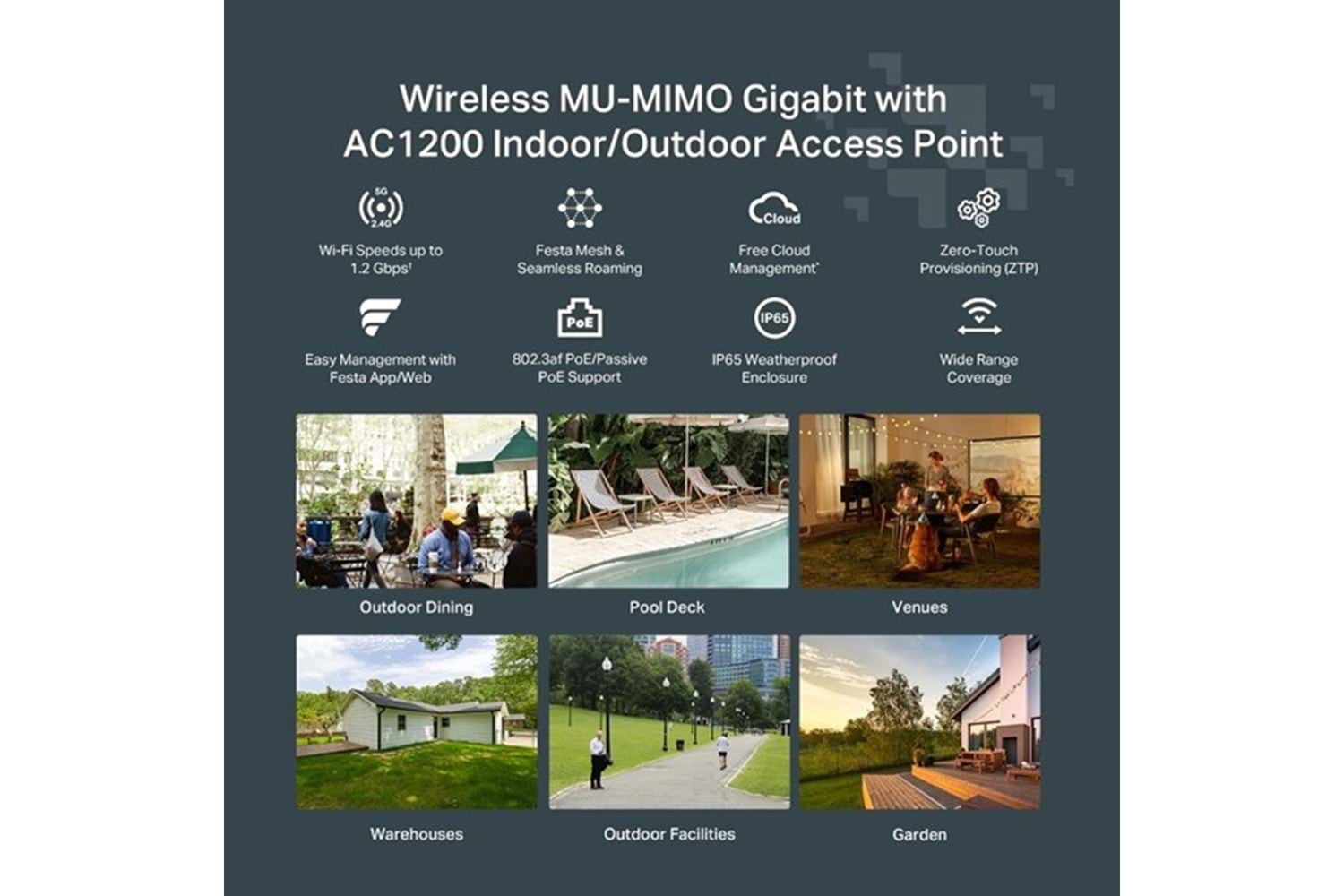 TP-LINK FESTA F52-OUTDOOR AC1200 DAHİLİ-HARİCİ DUAL BAND ACCESS POINT