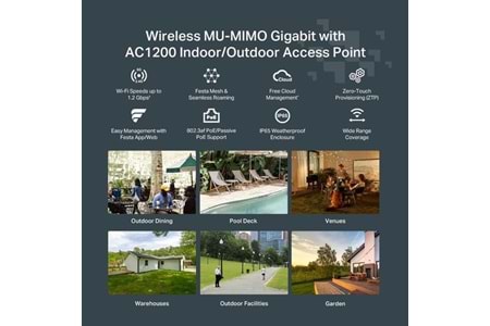 TP-LINK FESTA F52-OUTDOOR AC1200 DAHİLİ-HARİCİ DUAL BAND ACCESS POINT