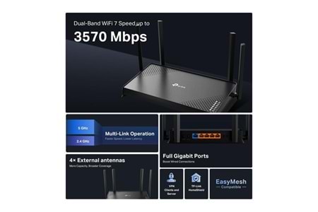 TP-LINK ARCHER BE220 BE3600 WIFI7 DUAL BAND ROUTER