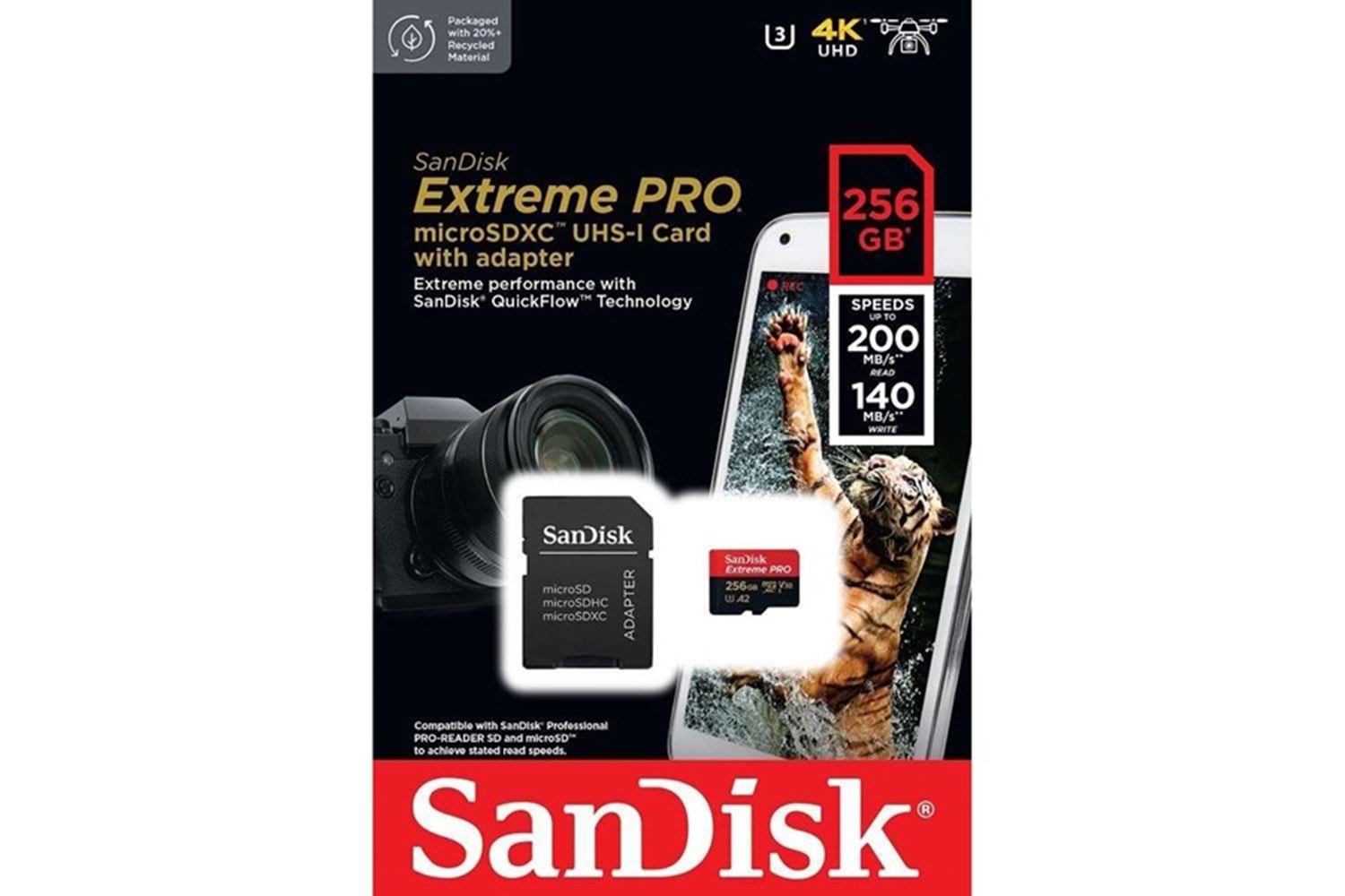 SANDISK 256GB EXTREME PRO SDSQXCD-256G-GN6MA MICRO-SD HAFIZA KARTI
