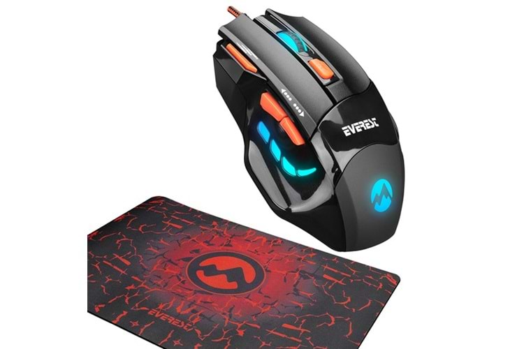 Everest SGM-X7 Usb Siyah Makrolu 7200dpi Oyuncu Mouse Gaming Mouse Pad