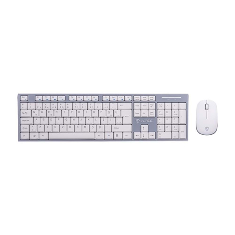 Everest KM-6063 Beyaz/Gri Kablosuz Q Multimedia Klavye + Mouse Set