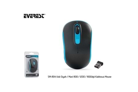 Everest SM-804 Usb Siyah/Mavi 1600dpi Kablosuz Mouse