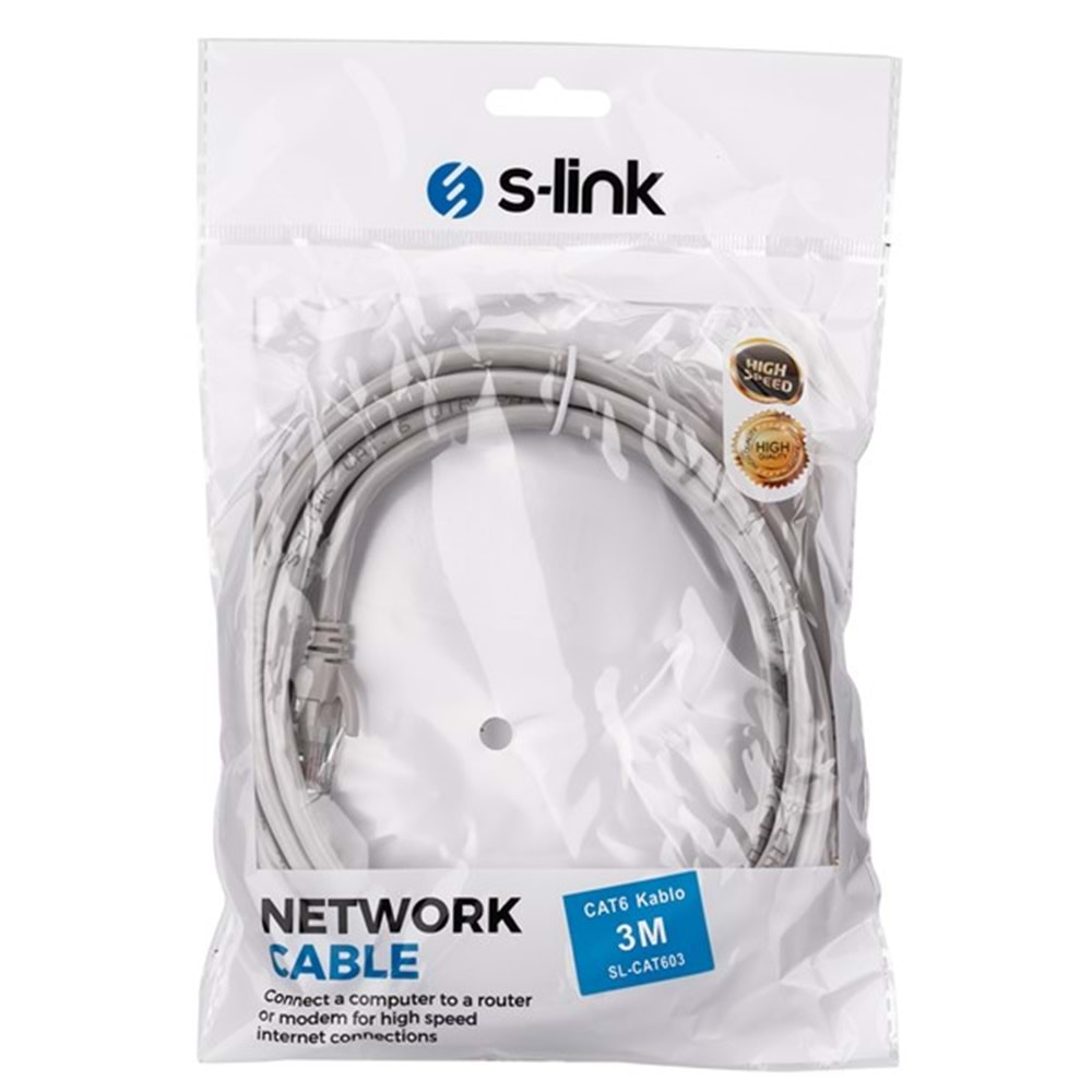 S-link SL-CAT603 3m CAT6 Gri Patch Kablo