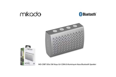 Mikado MD-C9BT XDio 5W Koyu Gri CSR4.0 Aluminyum Kasa Bluetooth Speaker