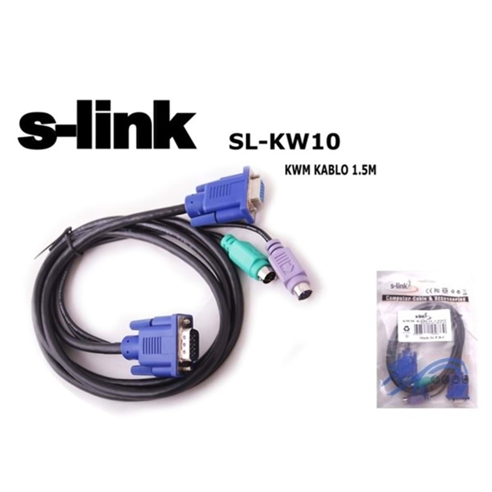 S-link SL-KW10 VGA F TO VGA+2PS2 M KWM 1.5m Kablosu