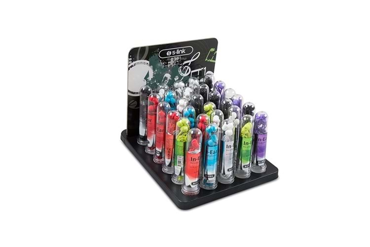 S-link SL-STK10 30'lu stand set 8*Beyaz + 8*Siyah + 5*Krımızı 3*Mor + 3*Mavi + 3*Yeşil Kulak İçi Mikrofonlu Kulaklık