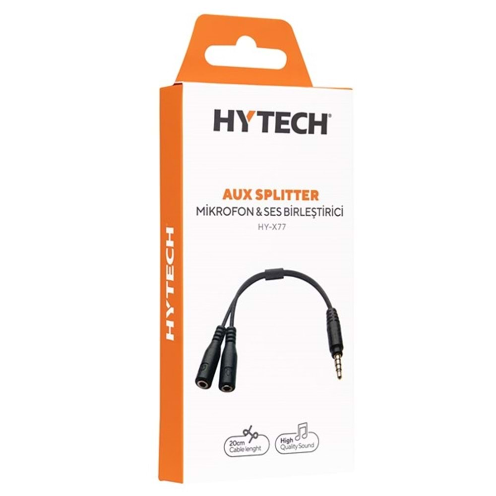 Hytech HY-X77 Siyah Audio + Mic to 3,5mm 0.15m Kulaklık Çevirici