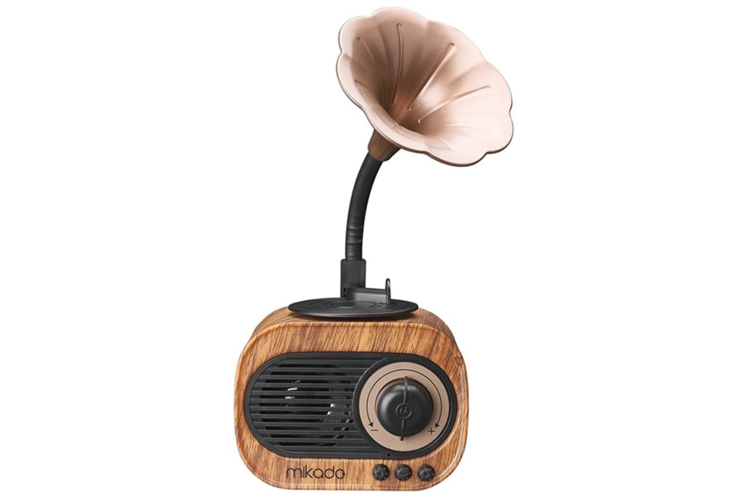 Mikado MN-S19 Ahşap Usb+Aux+Tf Kart+Bluetooth Klasik RETRO GRAMOFON Müzik Kutusu