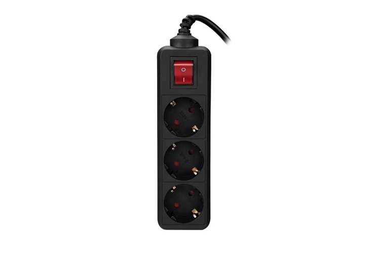 S-link SPG3-X-3 1.5m 3Lü Akım Kor.Kutu Siyah Priz