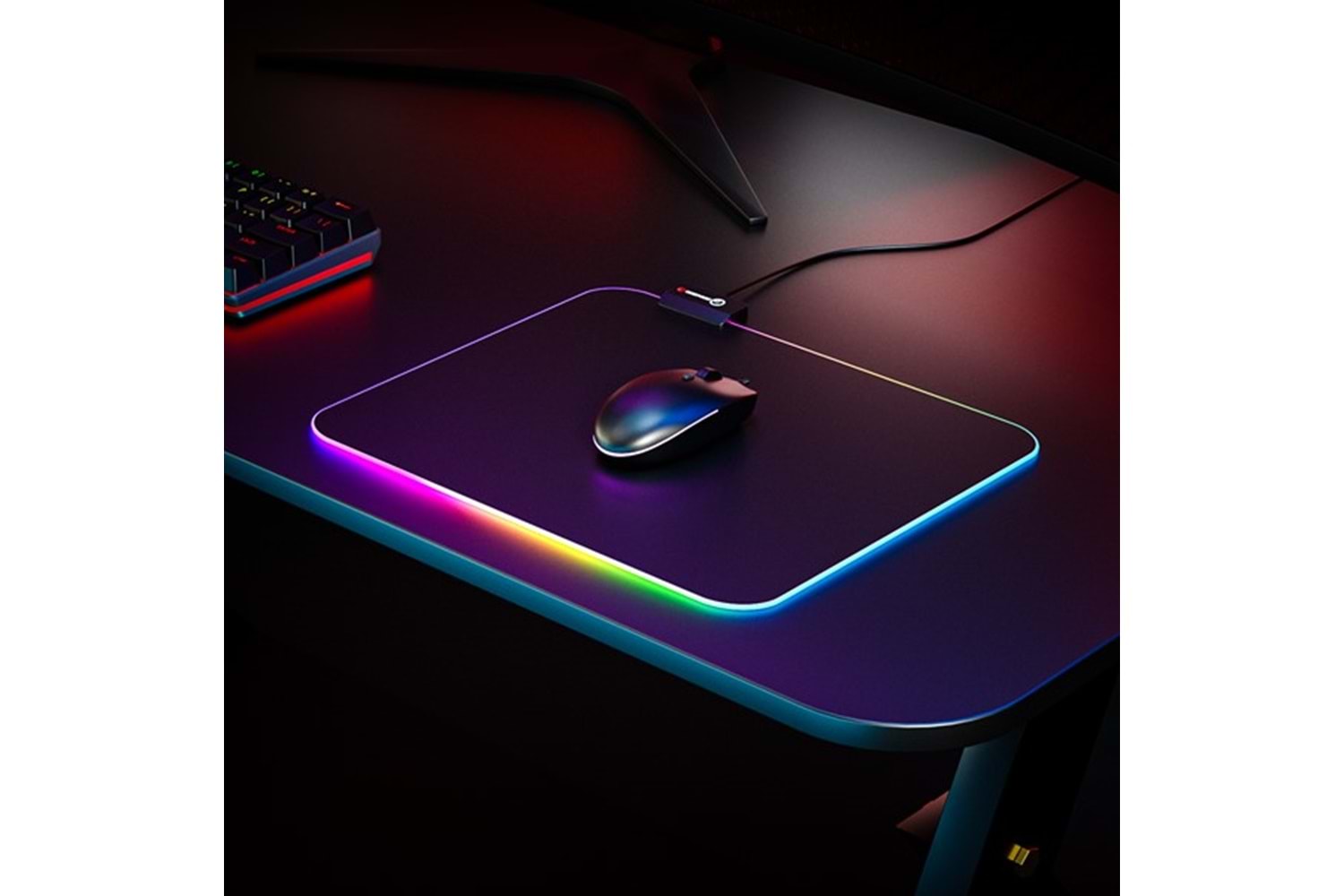 Rampage MP-21 Siyah 252*328*3mm RGB Ledli Gaming Mouse Pad