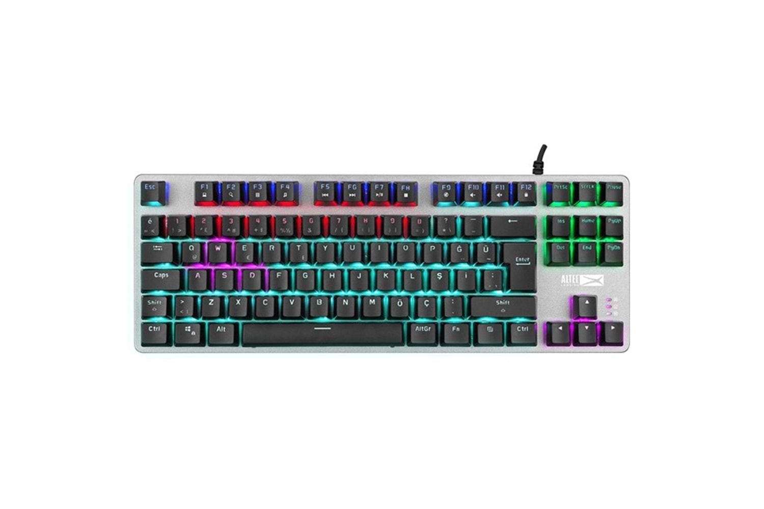 Altec Lansing ALGK8404GR Siyah/Gümüş RED SWITCH Rainbow 87 Tuşlu Süper Kompakt Mekanik Gaming Oyuncu Klavye