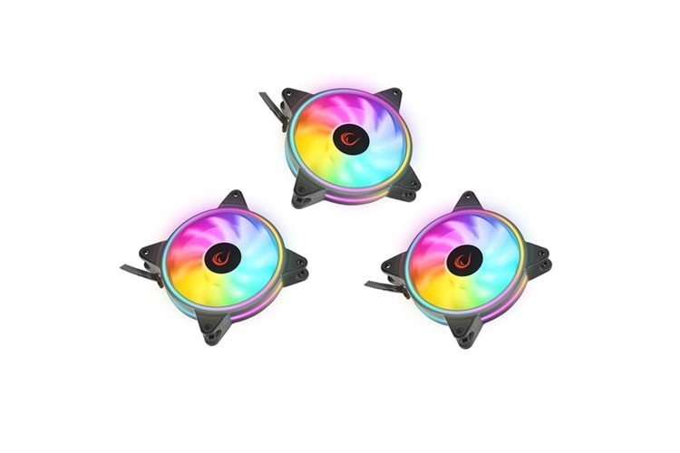 RAMPAGE COOLWIND F3 ARGB Fan + Kumanda 1200RPM Gaming Oyuncu Kasa Fan Kiti 3-lü paket