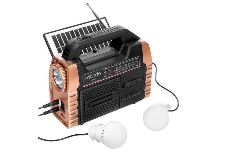 Mikado MDR-325 Ahşap USB- TF Destekli FM/AM/SW/BT+SOLAR+Power Bank 3 Band Klasik Radyo